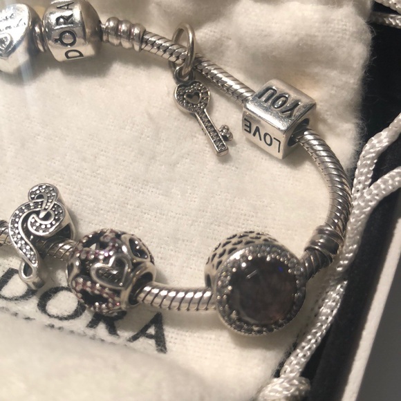 Pandora Iconic Silver Bracelet 2 & 8 Charms - Picture 5 of 7